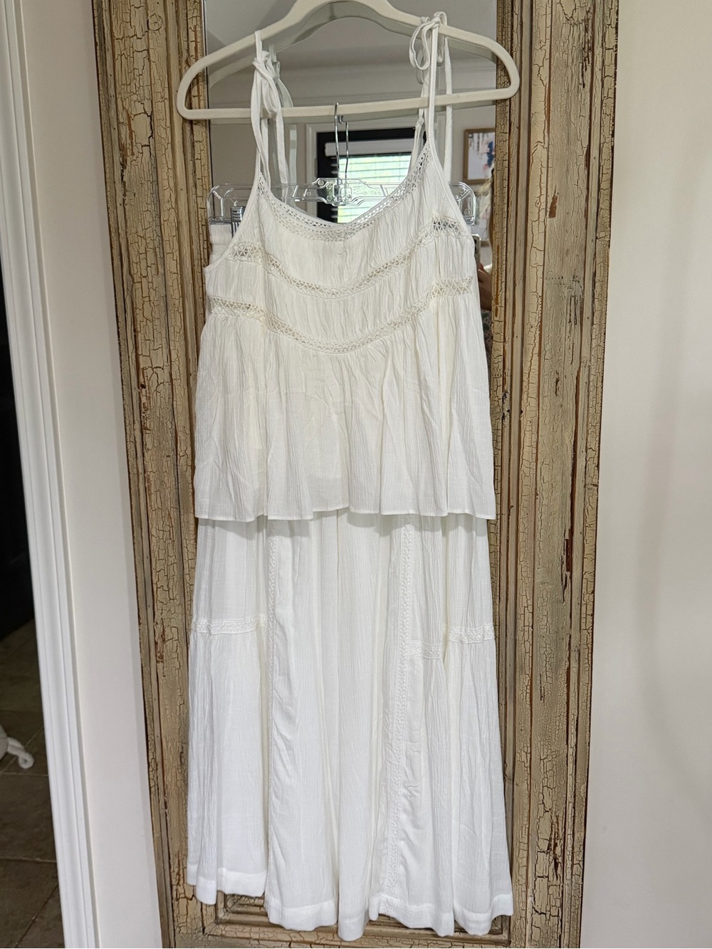 NWOT Bohemian White Tie-Strap Cotton Tank Top and Coordinating Pants
